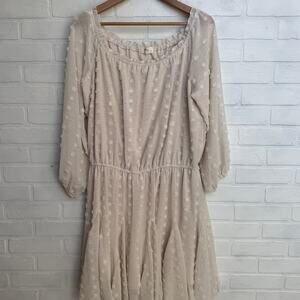 A Beautiful Soul Boutique Cream Long Sleeve Polka Dot Dress Plus Size 1X